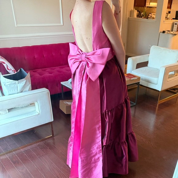 Hutch Pink and Red Bow Tiered Maxi Gown Open Back - Picture 4 of 4